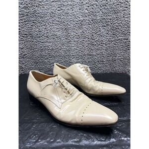 Miu Miu Pointed Toe Lace-Up Leather Oxford Shoes Off-White Mens Size 8.5 US